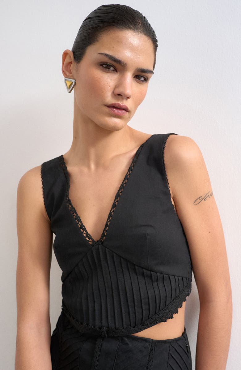 Topshop Pintuck Detail Cotton Maxi Dress, Alternate, color, Black