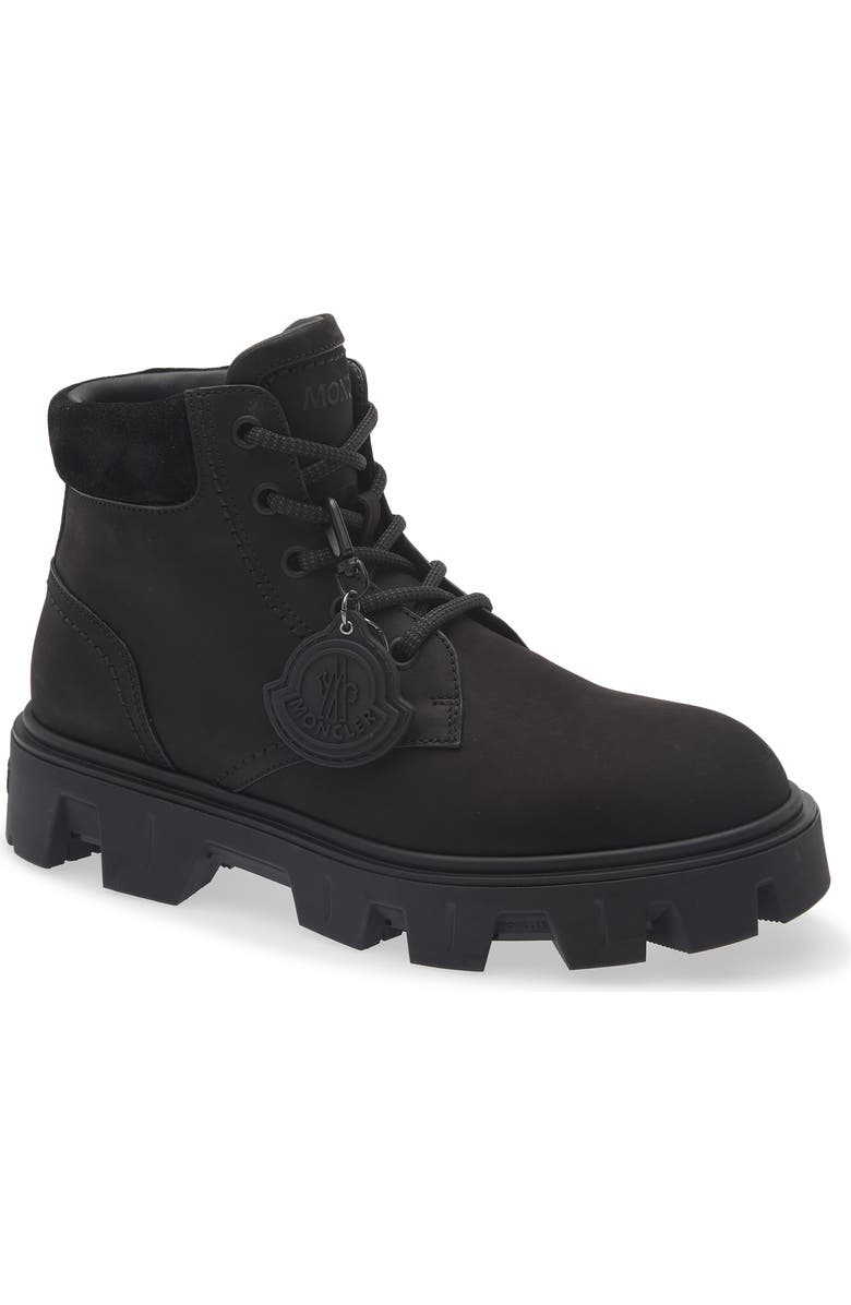 Moncler Peak City Nubuck & Suede Ankle Boot, Main, color, Black