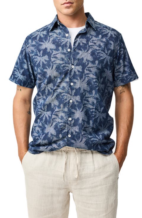 Arthurs Pass Palm Print Short Sleeve Button-Up Shirt