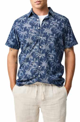 Arthurs Pass Palm Print Short Sleeve Button-Up Shirt