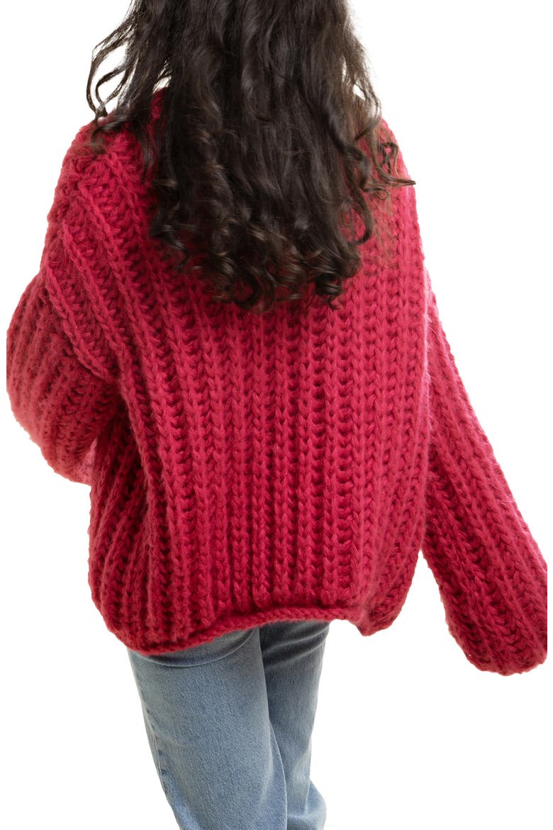Chunky Knit Cardigan, Alternate, color, PINK