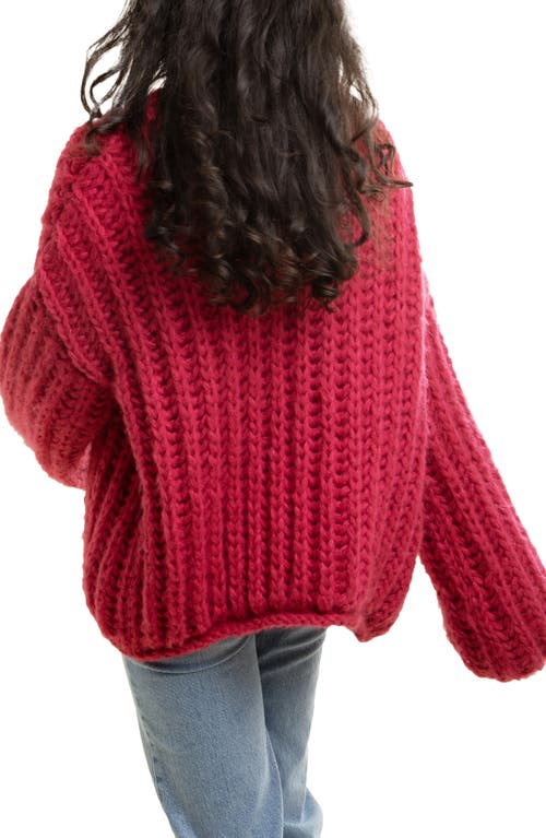 Saachi Chunky Knit Cardigan In Pink