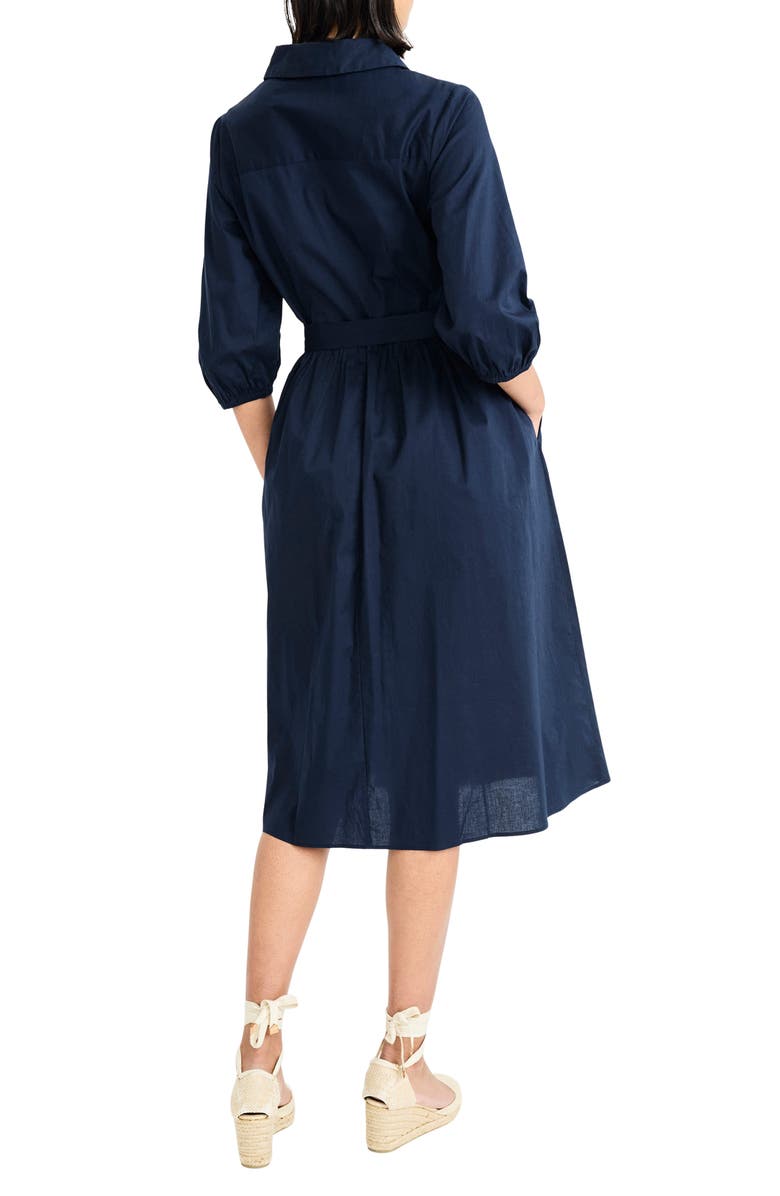 Maggy London Long Sleeve Midi Shirtdress, Alternate, color, Navy Blazer