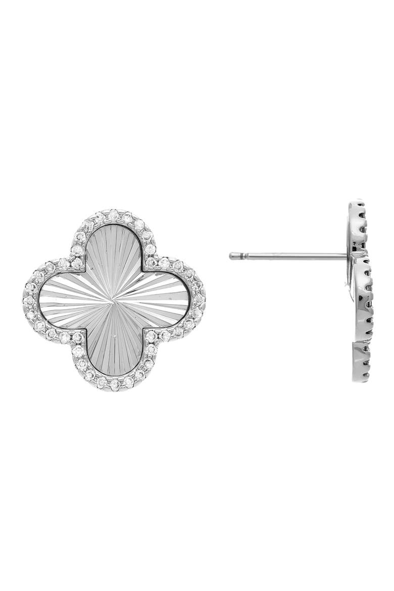 Clover Stud Earrings, Main, color, WHITE RHODIUM CLAD