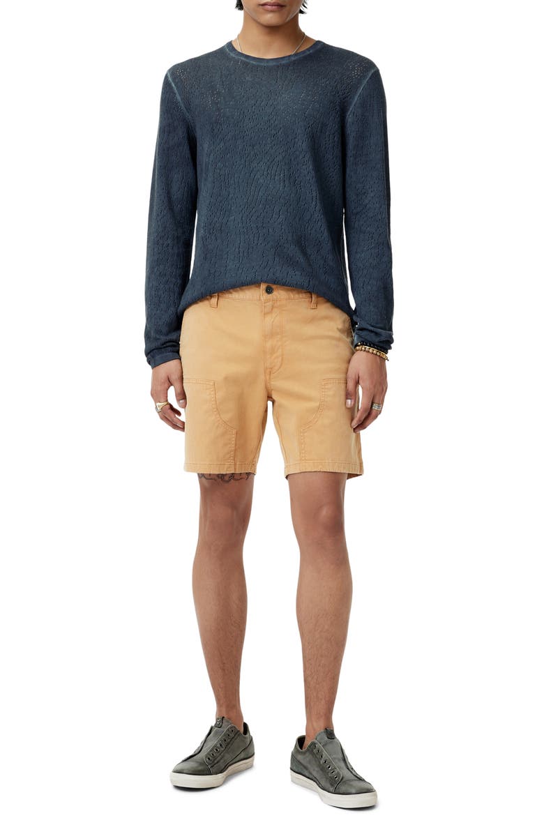 John Varvatos Camden Open Stitch Organic Cotton Sweater, Alternate, color, Navy