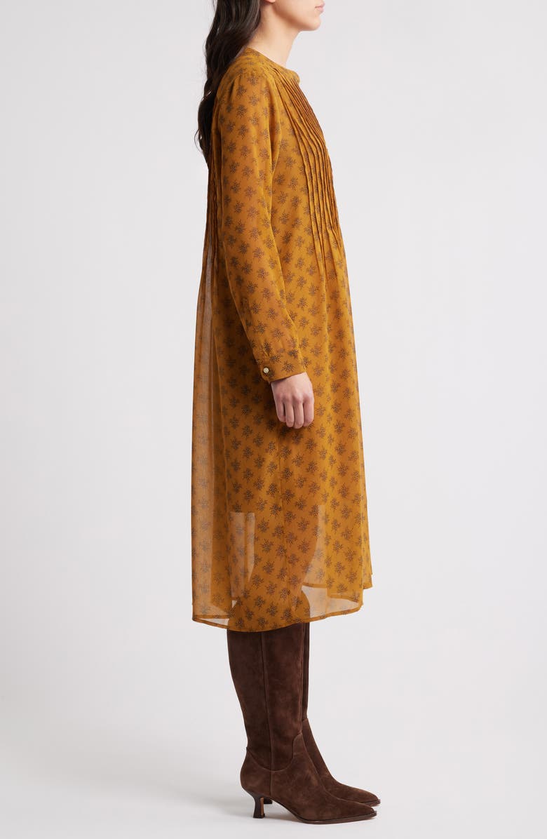 Treasure & Bond Floral Print Long Sleeve Midi Dress, Alternate, color, Brown- Navy Sprout Ditsy