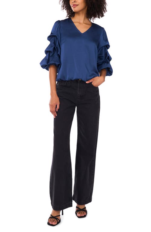 Vince Camuto V-neck Bubble Sleeve Top In Blue