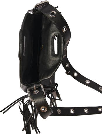 【mnem】Eyelet Crack Leather Shoulder Bag maje Miss M Mini eyelet leather bag | Nordstrom