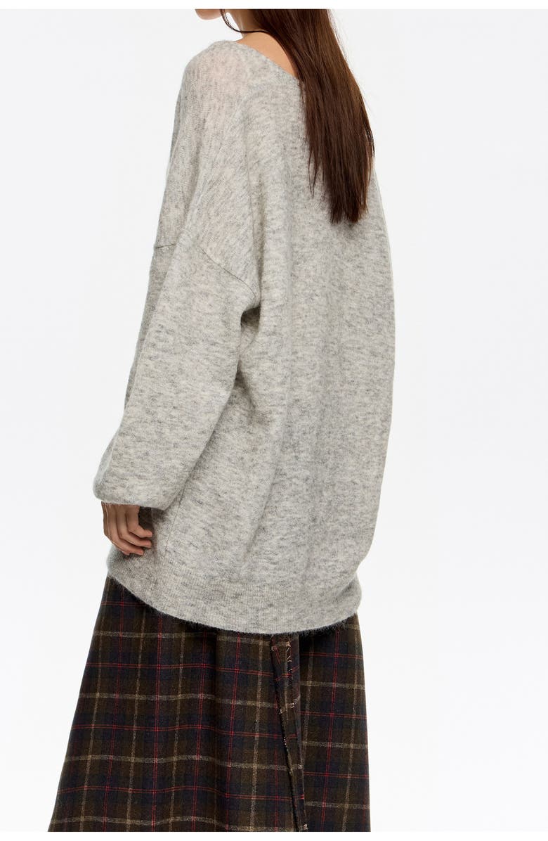 Bimba y Lola Light Gray Mohair Sweater Satin Inner Top, Alternate, color, Light Grey