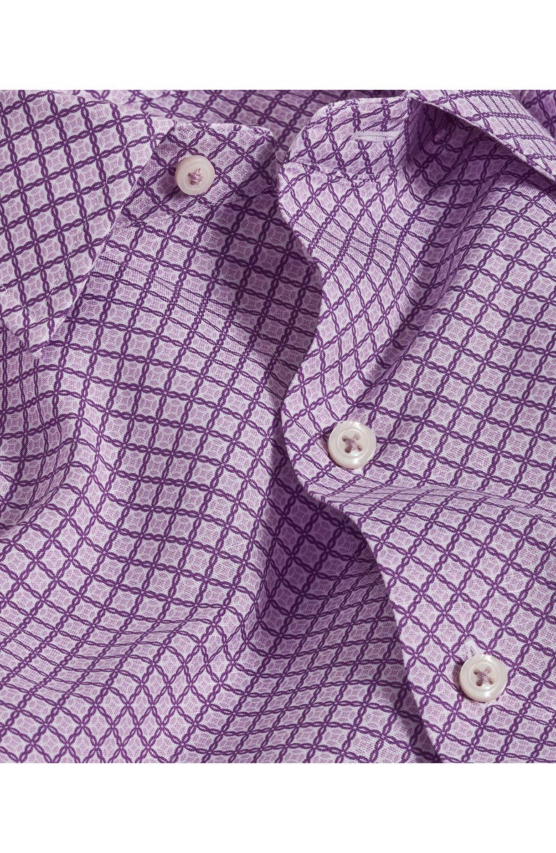 David Donahue Linen & Cotton Short Sleeve Sport Shirt, Alternate, color, Lilac