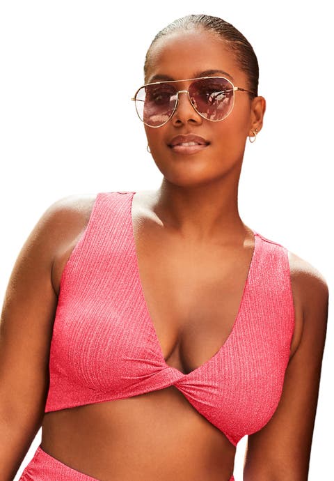 Sparkle Ribbed Twist Front Crop Top