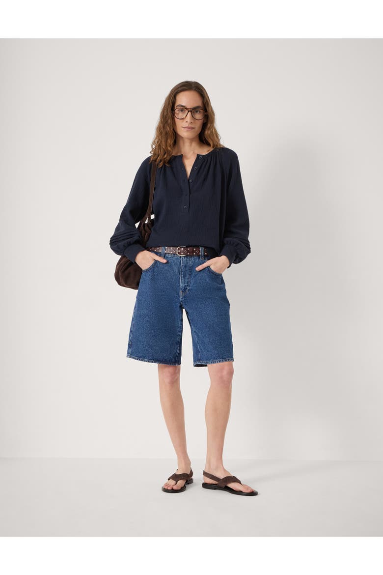 Rhea Cotton Cheesecloth Blouse, Alternate, color, Navy Blue