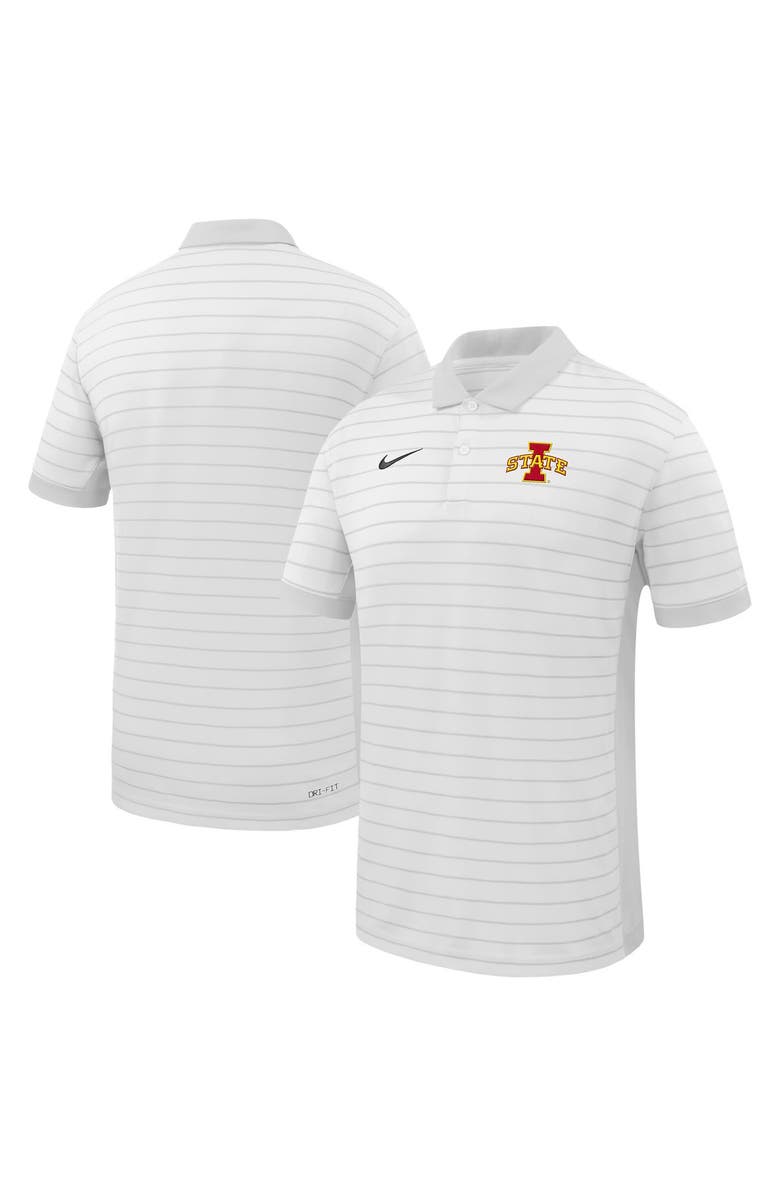 Nike Men's Nike White Iowa State Cyclones 2025 Early Season Coaches Sideline Victory Stripe Performance Polo, Alternate, color,