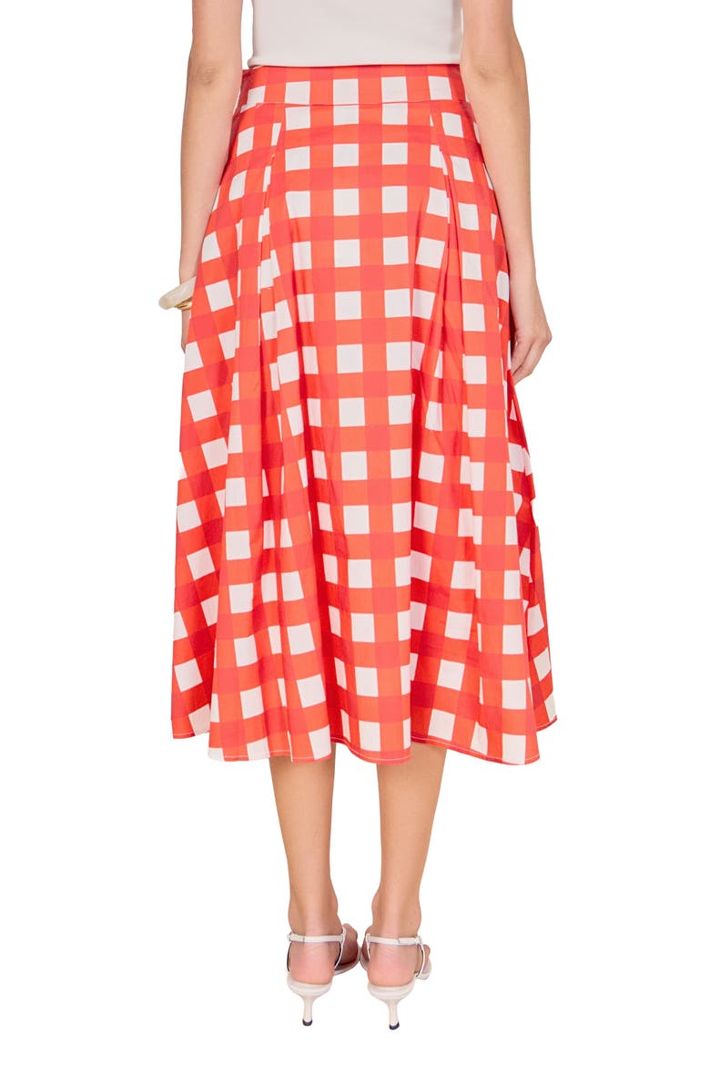 Plaid Pleated A-Line Midi Skirt, Alternate, color, RED