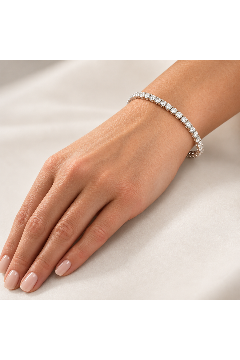 7 Ct T.w. Round Lab Grown Diamond Tennis Bracelet 14k Gold 7", Alternate, color, 14k White Gold