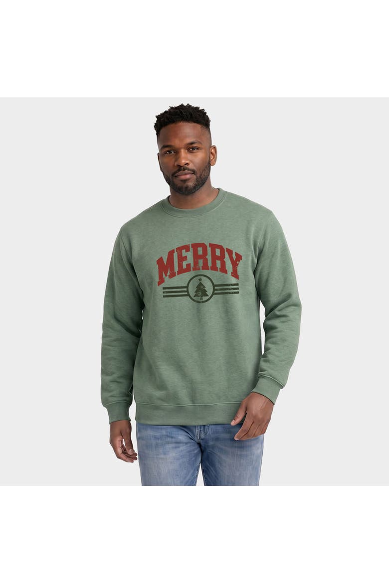 Merry Arched Tree Sweatshirt, Alternate, color, Heather Green