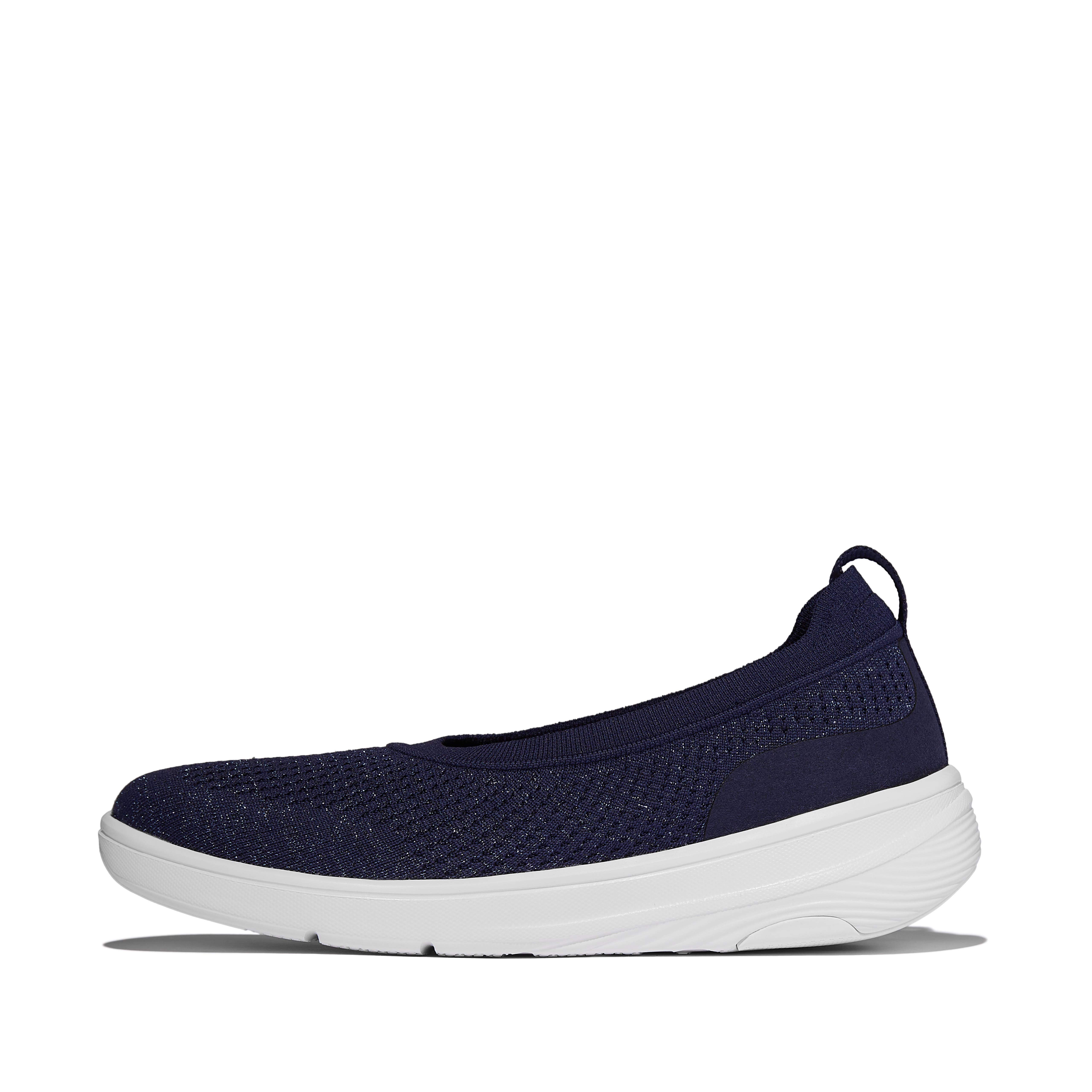 FitFlop Super Q Knit Ballet Flats, Alternate, color, Metallic Midnight Navy