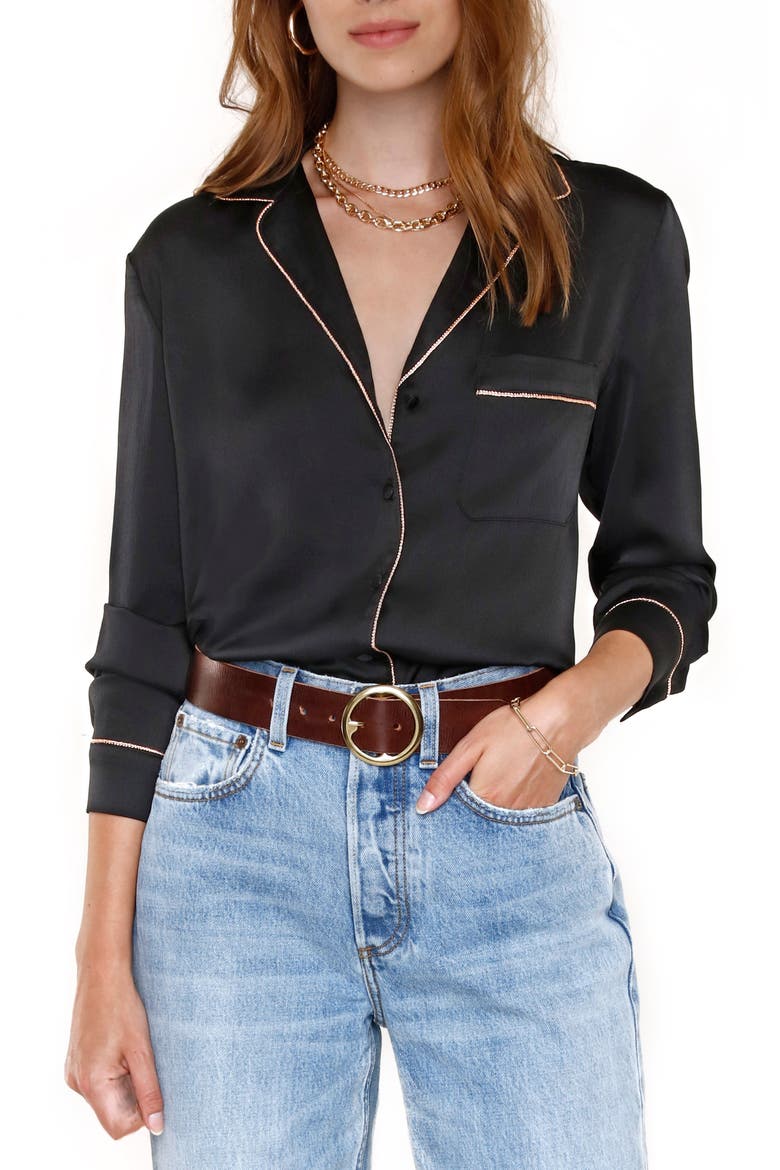 Ariella Satin Top, Main, color, BLACK