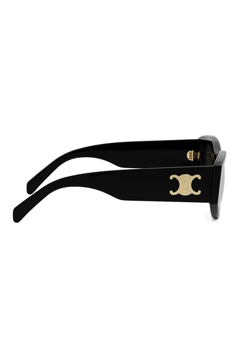 Triomphe 55mm Rectangular Sunglasses, Alternate, color, SHINY BLACK / SMOKE