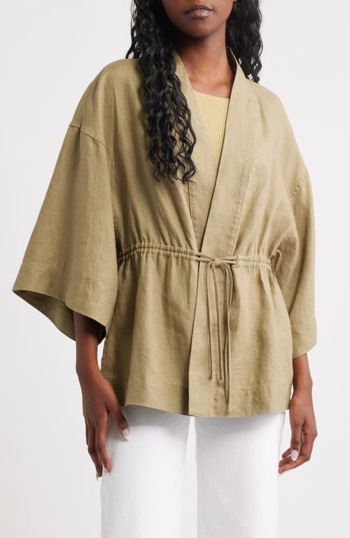 & Other Stories Linen Drawstring Jacket in Khaki Green  product