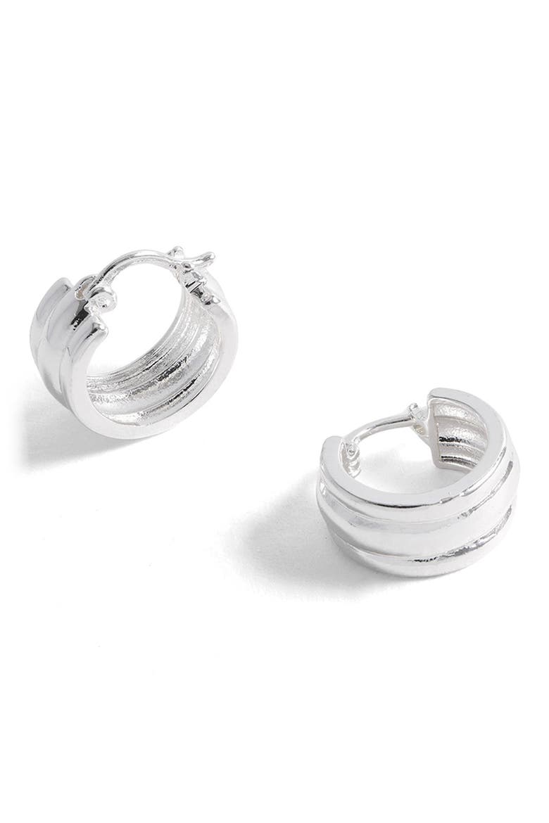 Chunky Textured Hoop Earrings, Main, color, SILVER