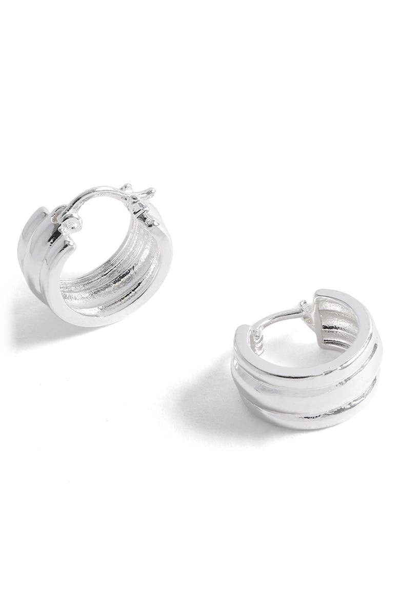 Estella Bartlett Chunky Textured Hoop Earrings, Main, color, Silver