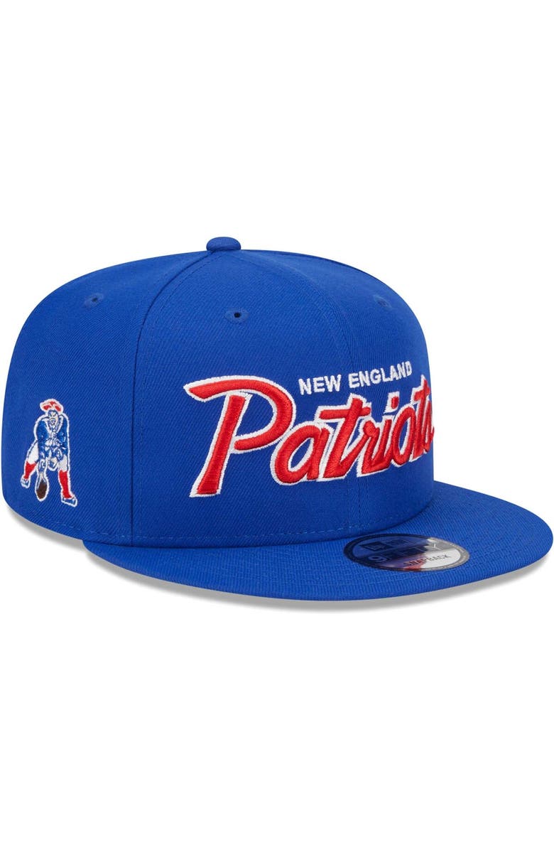 New Era Men's New Era Royal New England Patriots Main Script 9FIFTY Snapback Hat, Main, color,