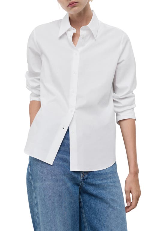 Mango Regular Fit Woven Shirt In White