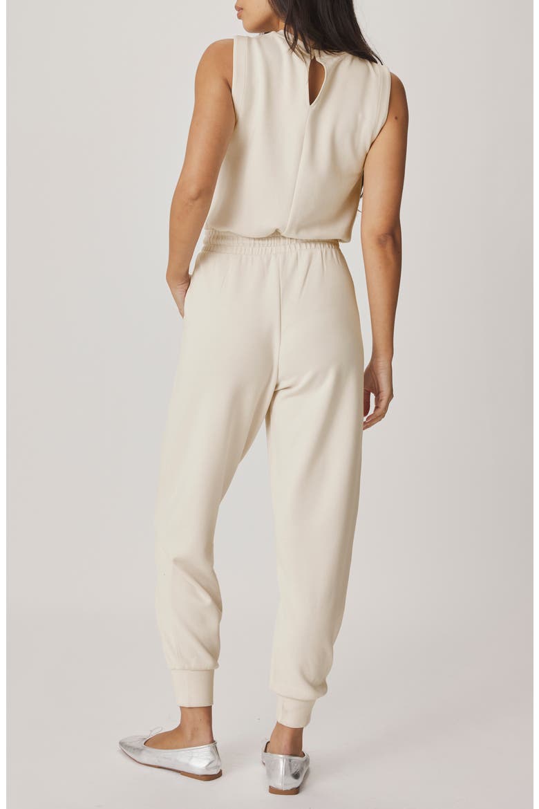 Scubasoft Tie Waist Sleeveless Jumpsuit, Alternate, color, PALE OAK WHITE