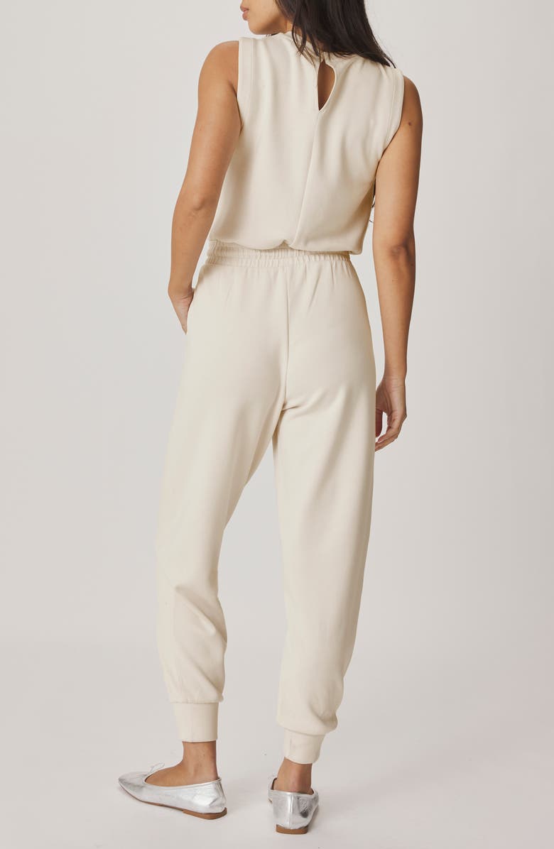 Splendid Scubasoft Tie Waist Sleeveless Jumpsuit, Alternate, color, Pale Oak White