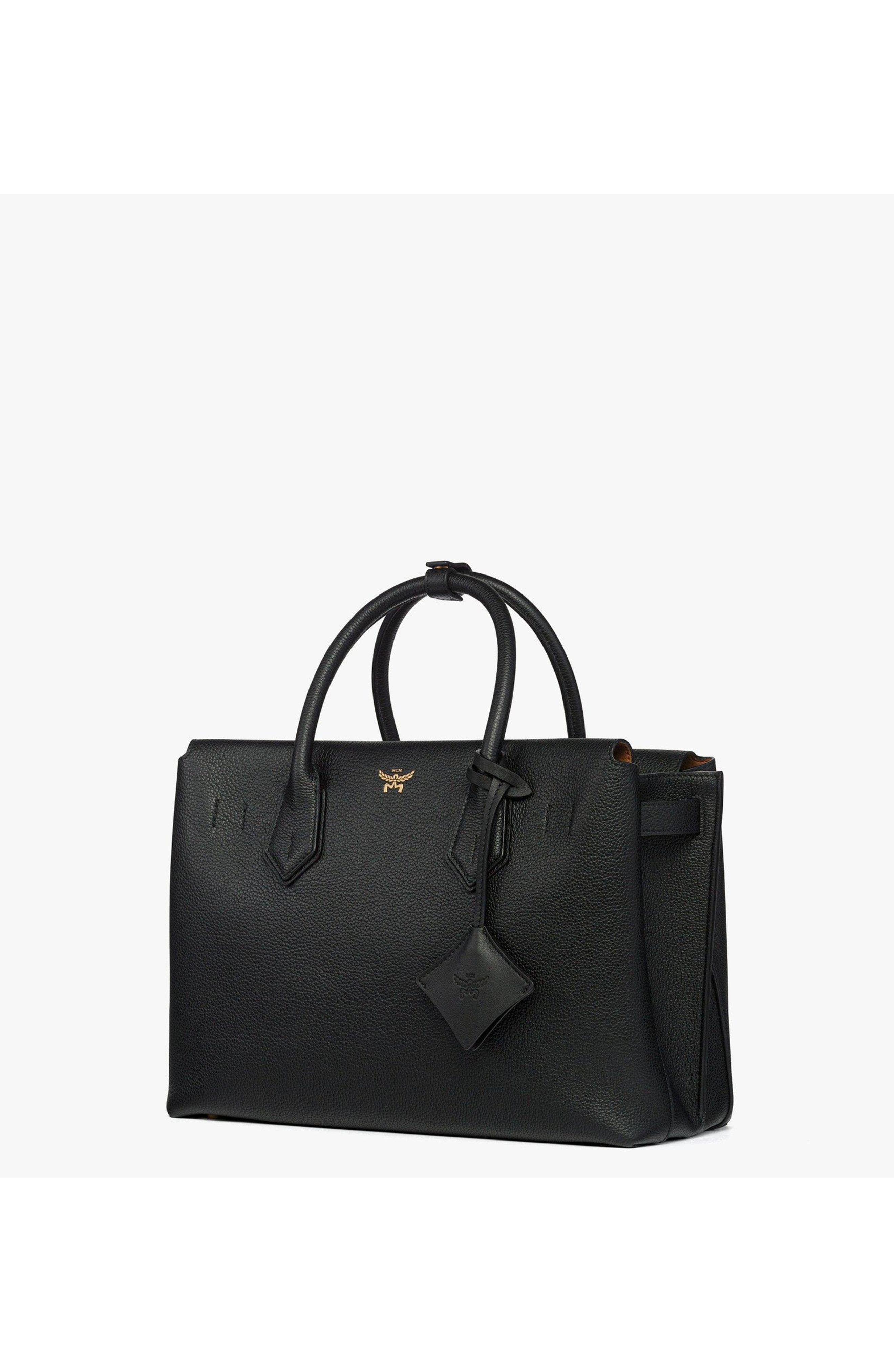 MCM Medium Milla Tote in Spanish Embossed Leather, Alternate, color, Black