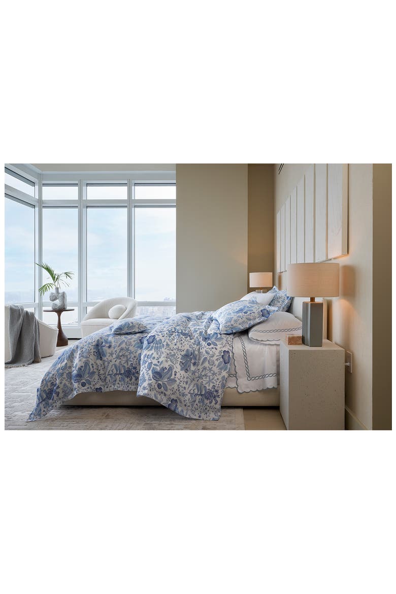 Pomegranate Linen Fitted Sheet, Alternate, color, PORCELAIN BLUE