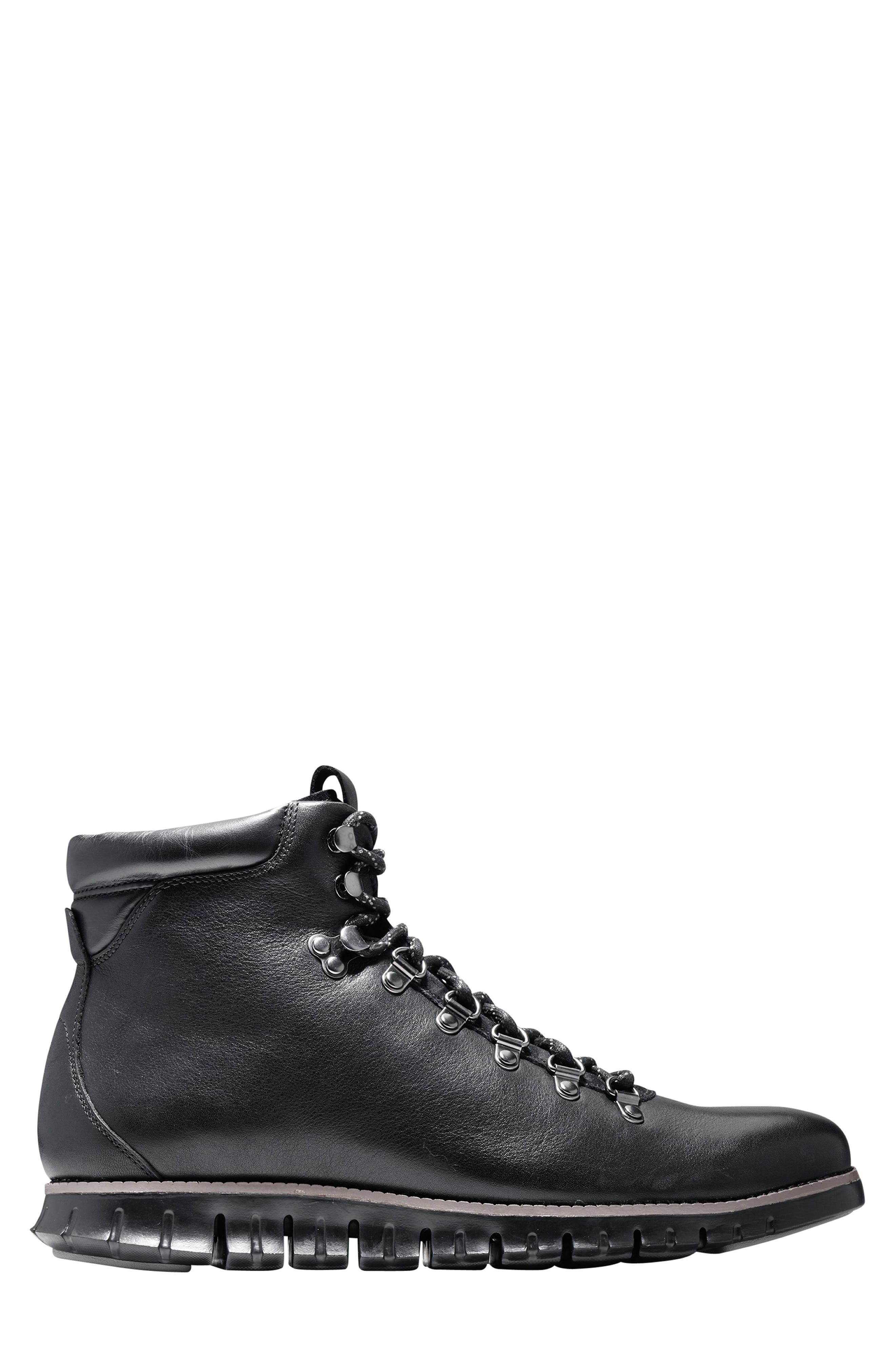 ZeroGrand Water Resistant Hiker Boot, Alternate, color, BLACK/ BLACK LEATHER