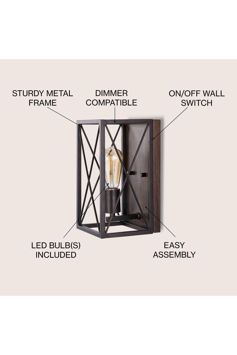 Norris 1-Light Farmhouse Rustic Iron LED Sconce, Alternate, color, Oil Rubbed Bronze