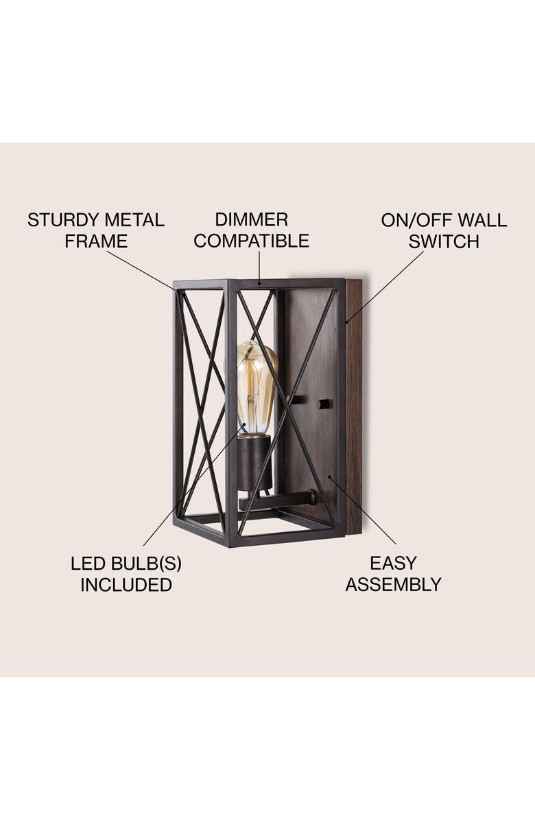 JONATHAN Y Norris 1-Light Farmhouse Rustic Iron LED Sconce, Alternate, color, Oil Rubbed Bronze