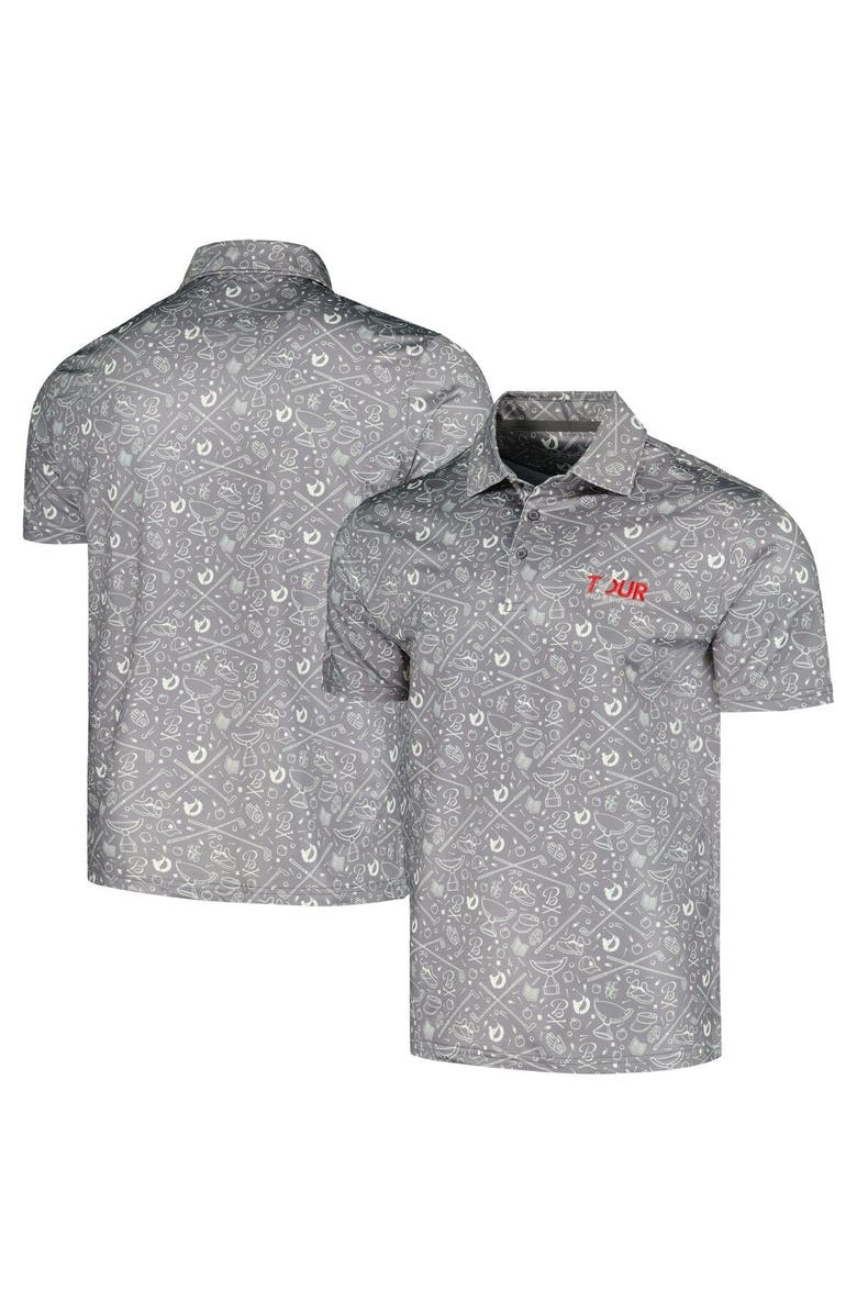 BARSTOOL GOLF Men's Barstool Golf Gray TOUR Championship Printed Polo, Main, color, Gray