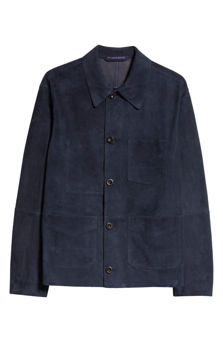 Ralph Lauren Purple Label Burnham Suede Chore Jacket, Alternate, color, 