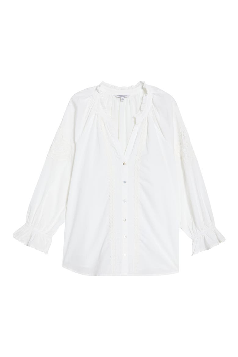 Rickrack Front Button Cotton Top, Alternate, color, BONE