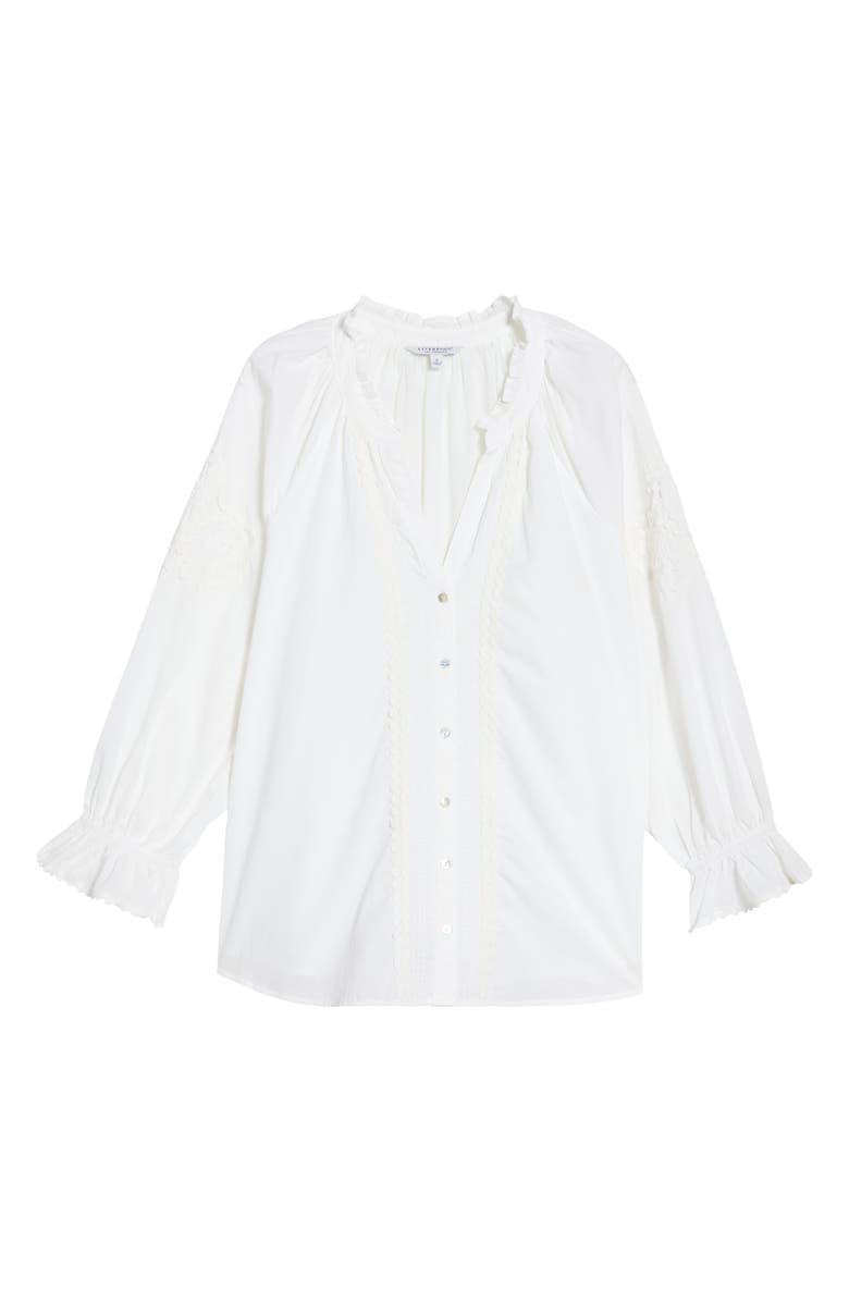 Liverpool Los Angeles Rickrack Front Button Cotton Top, Alternate, color, Bone