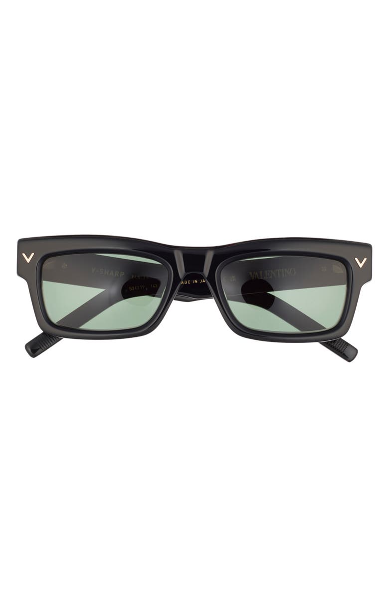 Valentino 53mm Square Sunglasses, Main, color, Black/ Green