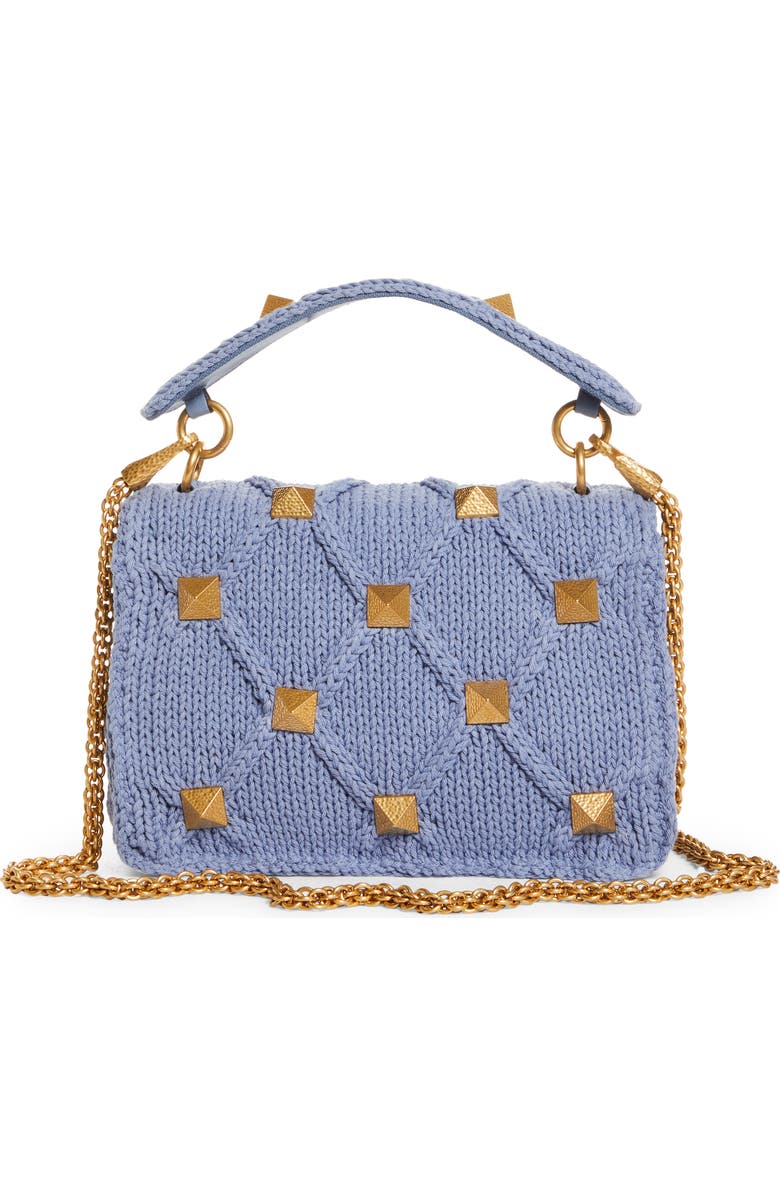 Valentino Garavani Roman Stud Knit Cotton Shoulder Bag, Alternate, color,
