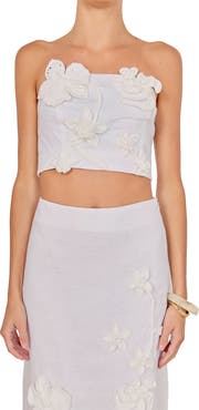 Endless Rose Crochet Flower Linen Bandeau Top