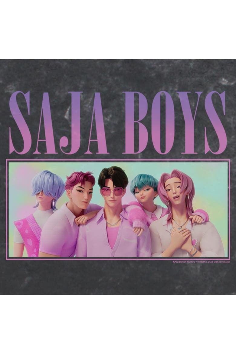 Junior's KPop Demon Hunters Saja Boys and Depry  Graphic T-Shirt, Alternate, color, Black: Boys Portrait