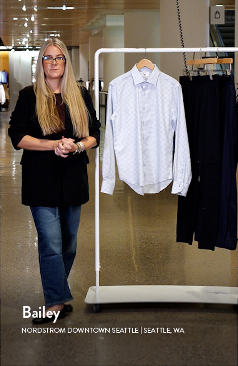 Trim Fit Textured Windowpane Check Cotton Dress Shirt, sales video thumbnail