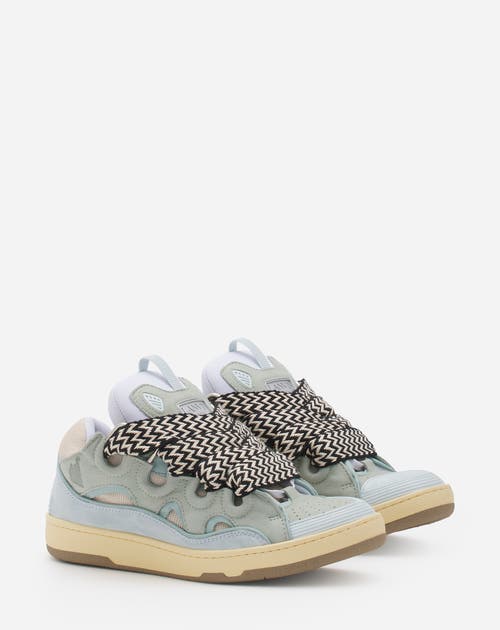Lanvin Leather Sneakers With Textured Design In Green