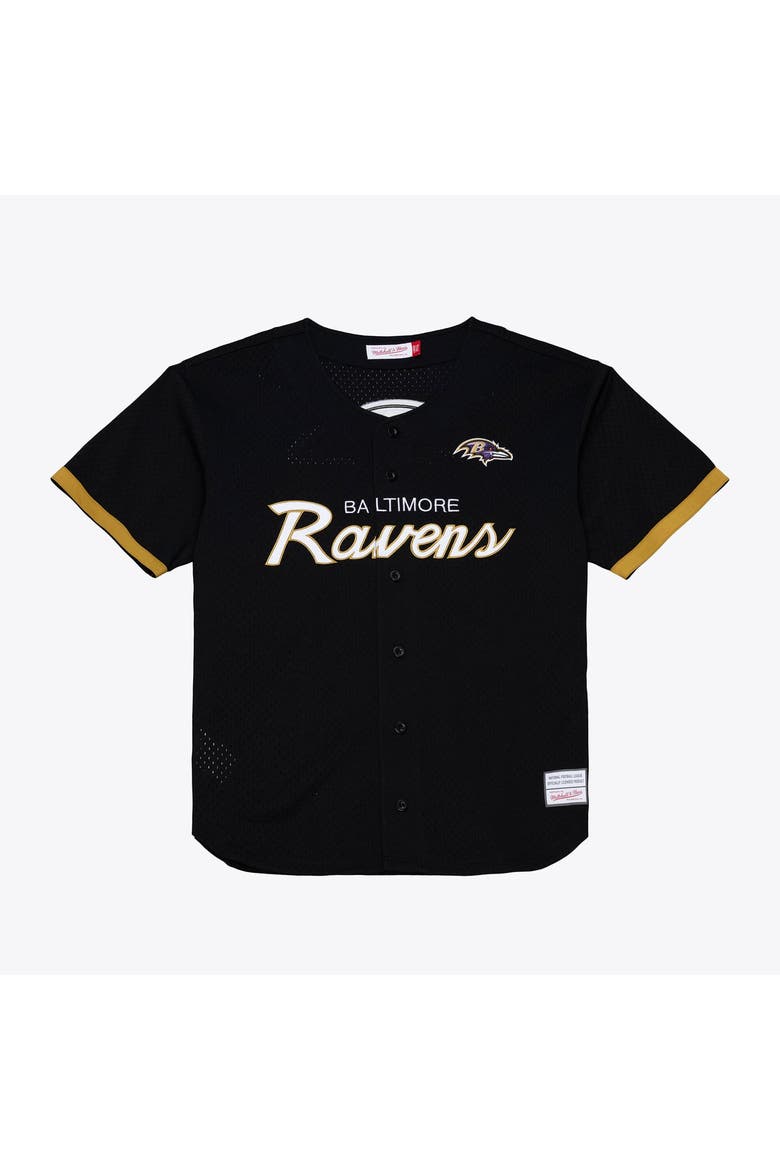 Men's Mitchell & Ness  Black Baltimore Ravens Head Coach Mesh Full-Button Fashion Jersey, Main, color, Black