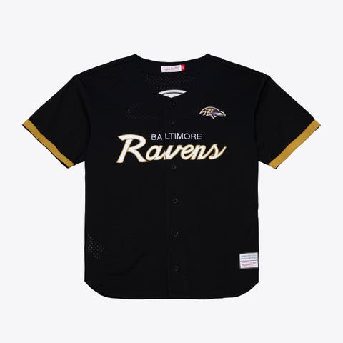 Men's Mitchell & Ness Black Baltimore Ravens Head Coach Mesh Full-Button Fashion Jersey