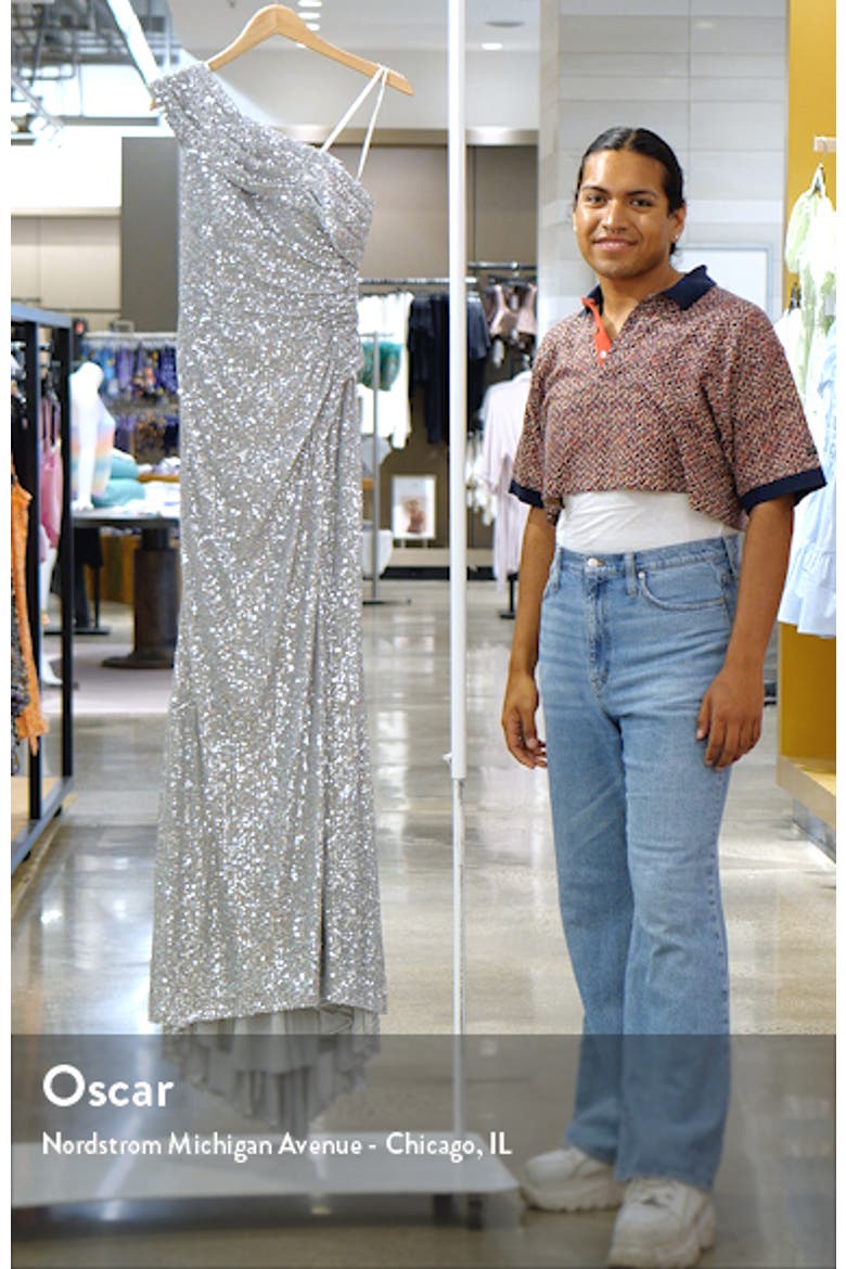 Metallic One-Shoulder Evening Gown video