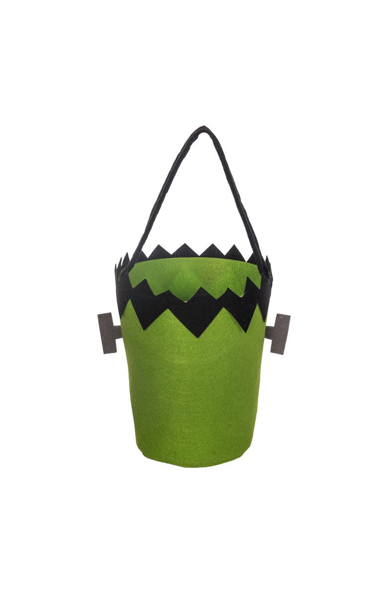 Transpac Felt Frankenstein Candy Bucket and Serving Bowl Halloween Decor, Alternate, color, Green