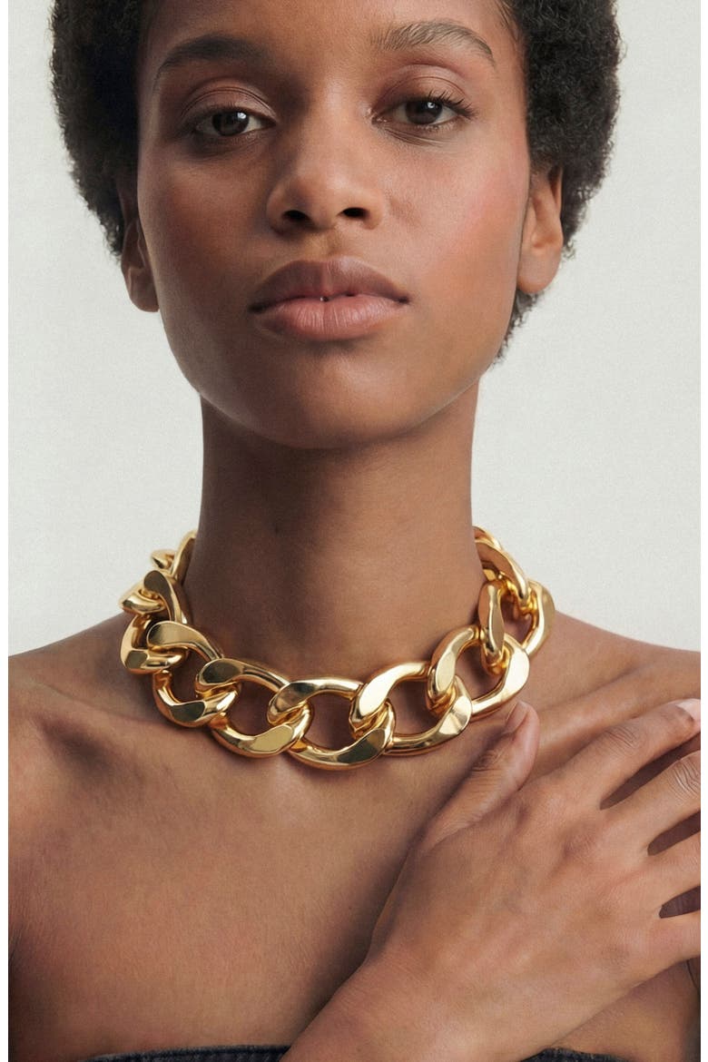 Chunky Curb Chain Necklace, Alternate, color, GOLD